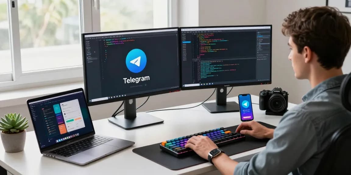 纸飞机中文版 software development workspace with modern tech and productivity elements