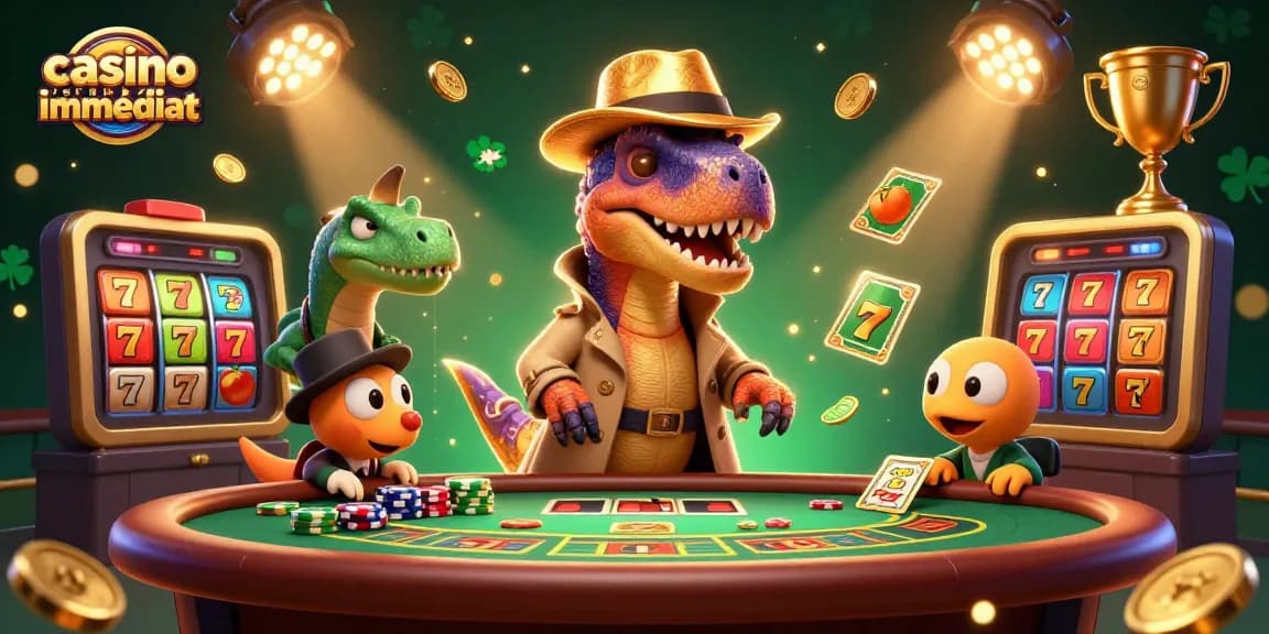 Profitez d'une expérience de jeu immersive avec un casino retrait immédiat, où un vélociraptor désavantage tout en étant surveillé par un responsable stegosaurus.