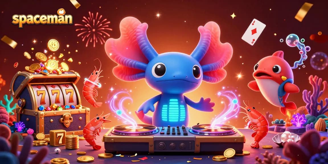 Experience the thrill of spaceman slot gameplay with colorful characters and explosive action in a vivid casino scene.