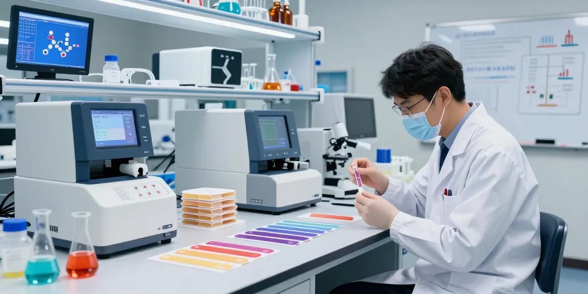 BPC 157 TB 500 Blend preparation scene with scientists developing modern buccal strips.