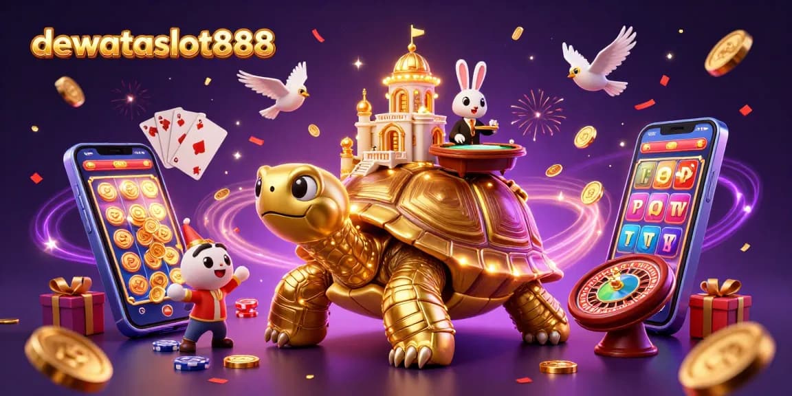 Asah taktik di dewataslot888 dengan tortoise emas dan dealer kelinci di kasino kartu.