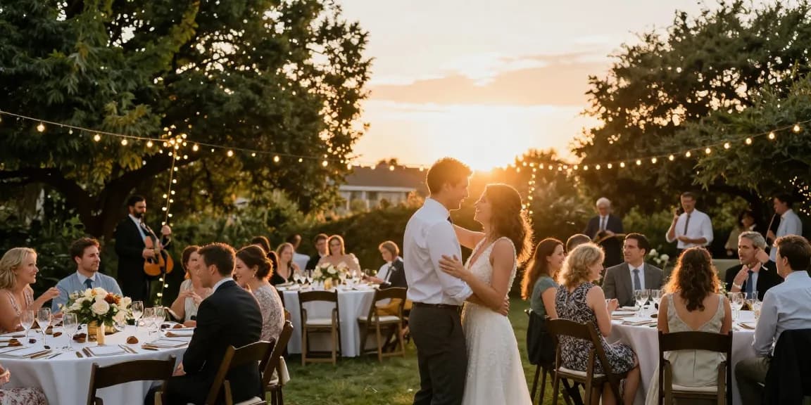 Hochzeit DJ Berlin sorgt für Stimmung bei romantischer Feier im Freien.