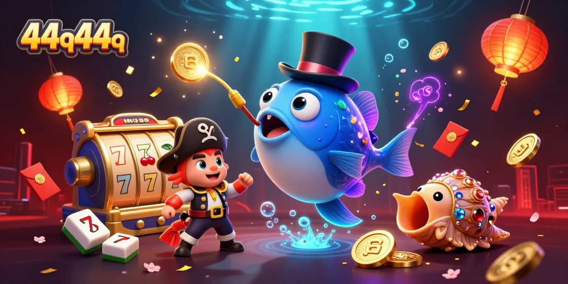 Engage in exciting gaming at 44q44q with vibrant 3D casino scene featuring an anglerfish, shrimp, and sea snail.