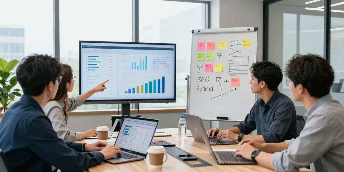 Fuelled SEO Australia team brainstorming effective SEO strategies in a modern office environment.
