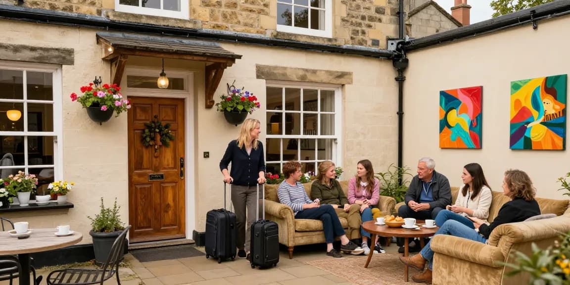 Welcoming scene at Guesthouse Skipton showcasing cozy accommodations and friendly service.