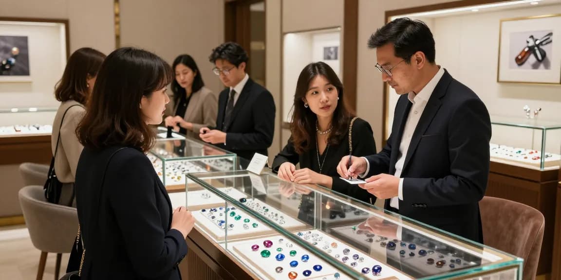 Discover quality gemstones at https://www.mygemspot.com in an elegant retail scene showcasing sparkling natural stones.