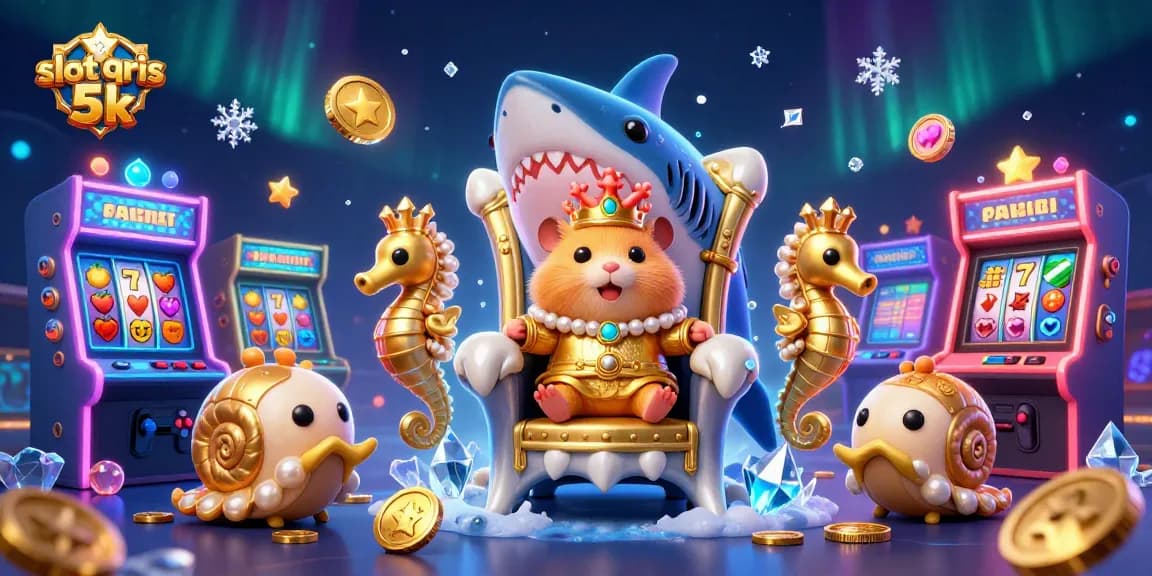 Spin and win at slot qris 5k, featuring a hamster king and exciting casino visuals.