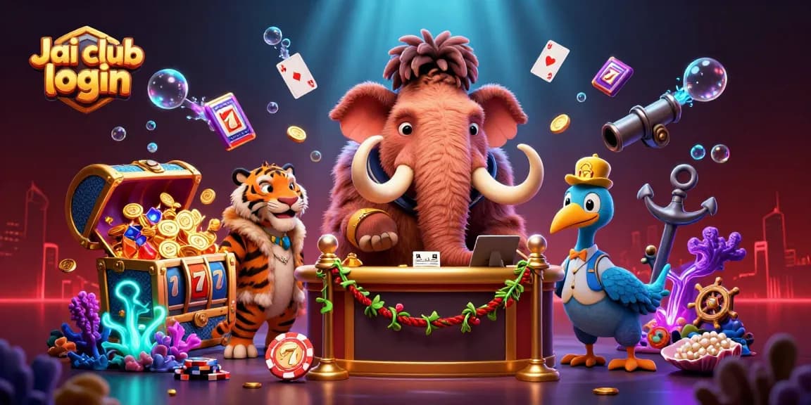 Experience fast-paced gaming with Jai club login featuring fun characters and vibrant casino elements.