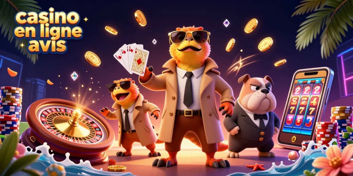 Évaluez les options de casino en ligne avis avec trois rapaces déguisés dans une scène ludique.