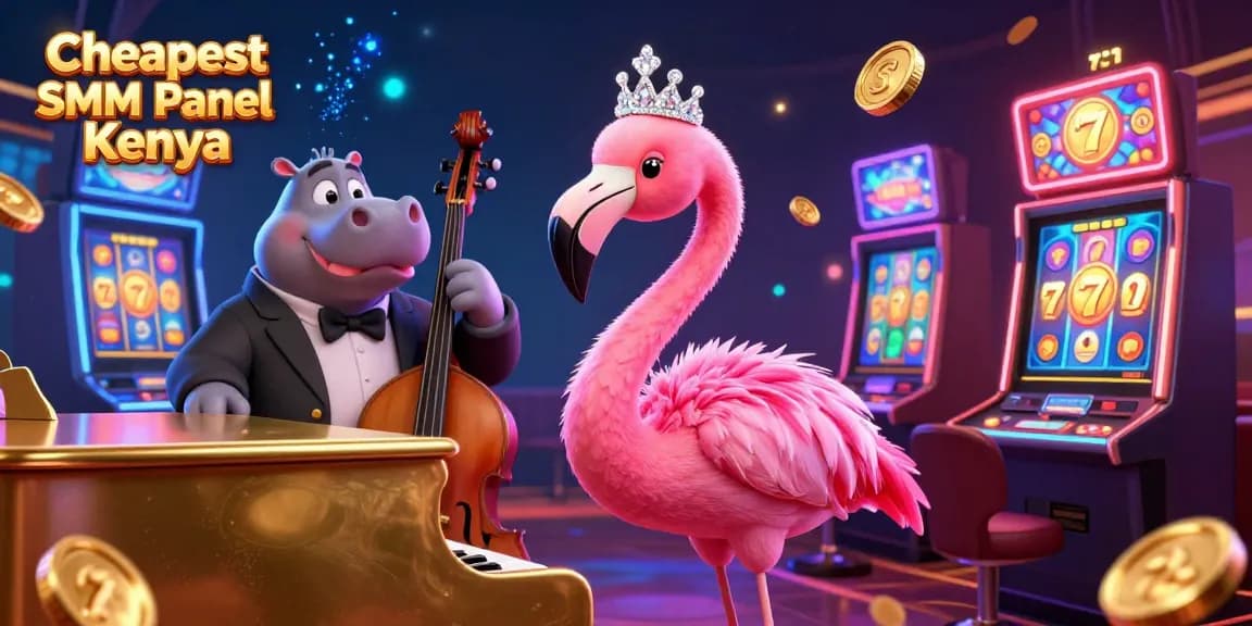 Boost your social media with the Cheapest SMM Panel Kenya, featuring vibrant casino elements and engaging characters.