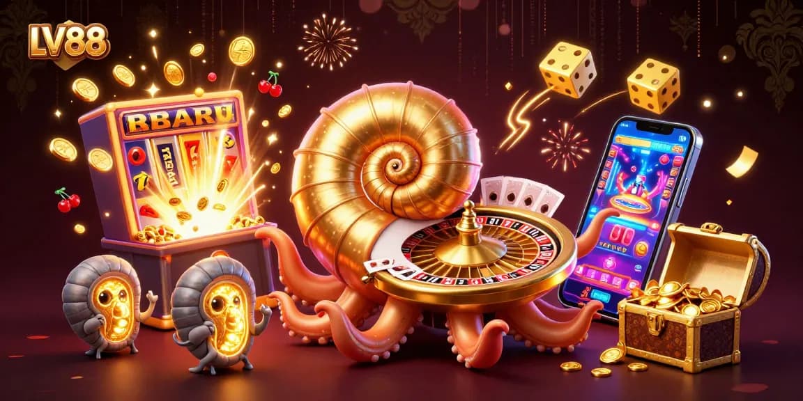 Win big at LV88 with glowing nautilus, jackpots, and vibrant casino elements.