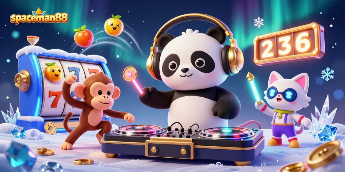 Experience the thrilling action of spaceman88 with dynamic slot reels and lively characters in a vibrant casino atmosphere.