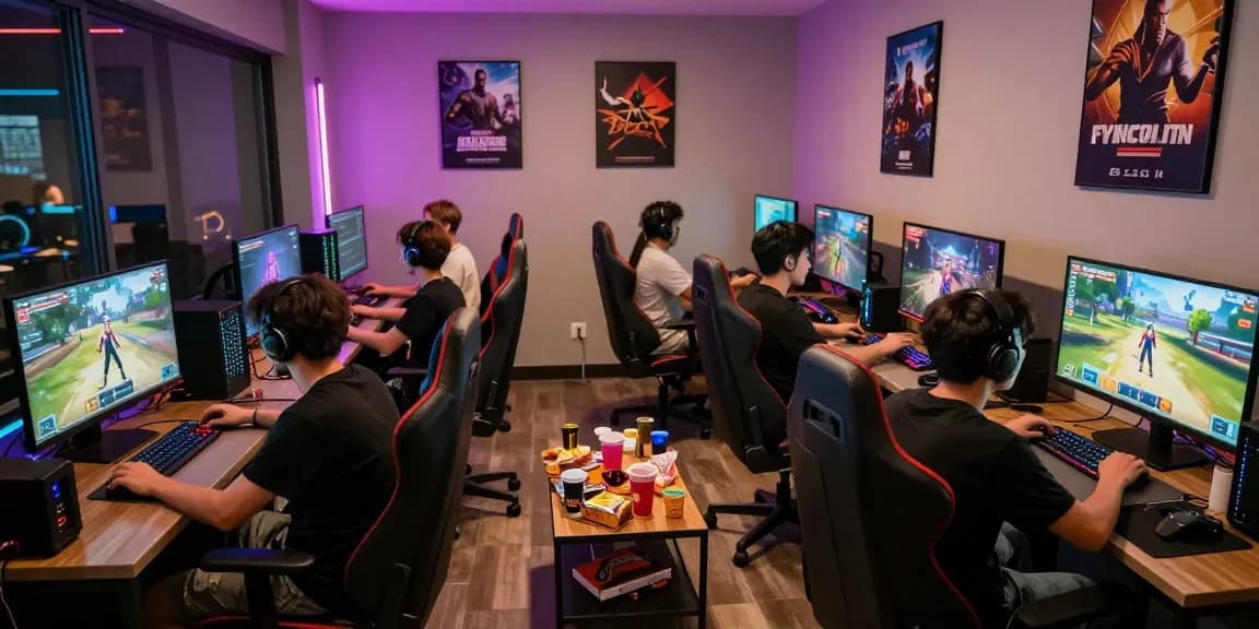 Gamers enjoying immersive gameplay with high-quality FiveM Scripts in a modern gaming lounge.