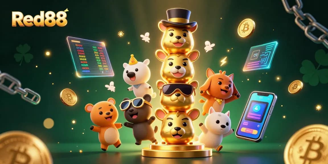 Bet on Red88 with winning strategies showcased in vibrant 3D casino illustration.