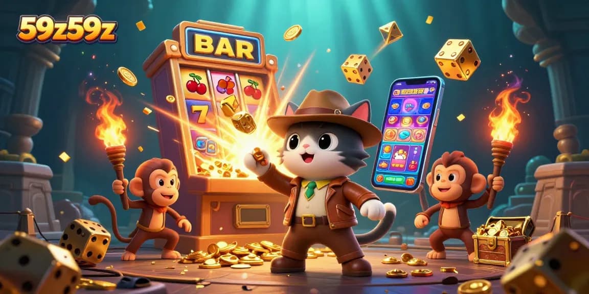 Experience the excitement of 59z59z as a cat archeologist uncovers casino treasures alongside a monkey sidekick.