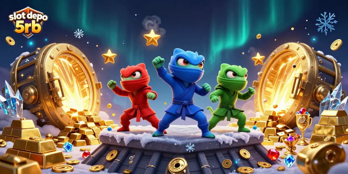 Win big with slot depo 5rb as vibrant chameleons battle for treasure in a casino-themed adventure.