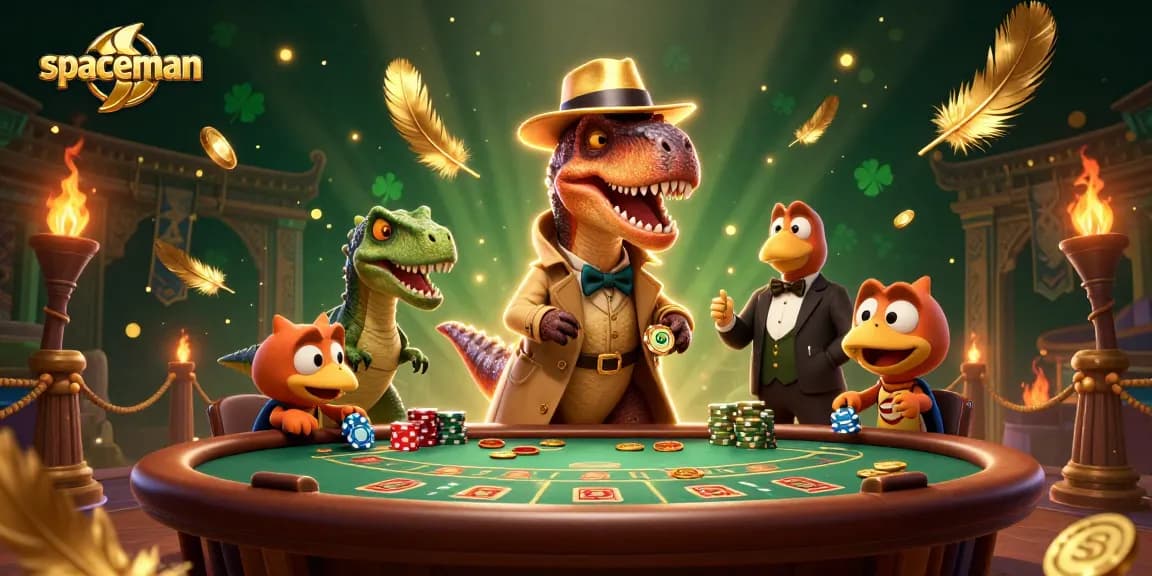 Spaceman card counter sneaks chips while a suspicious pit boss watches at the blackjack table