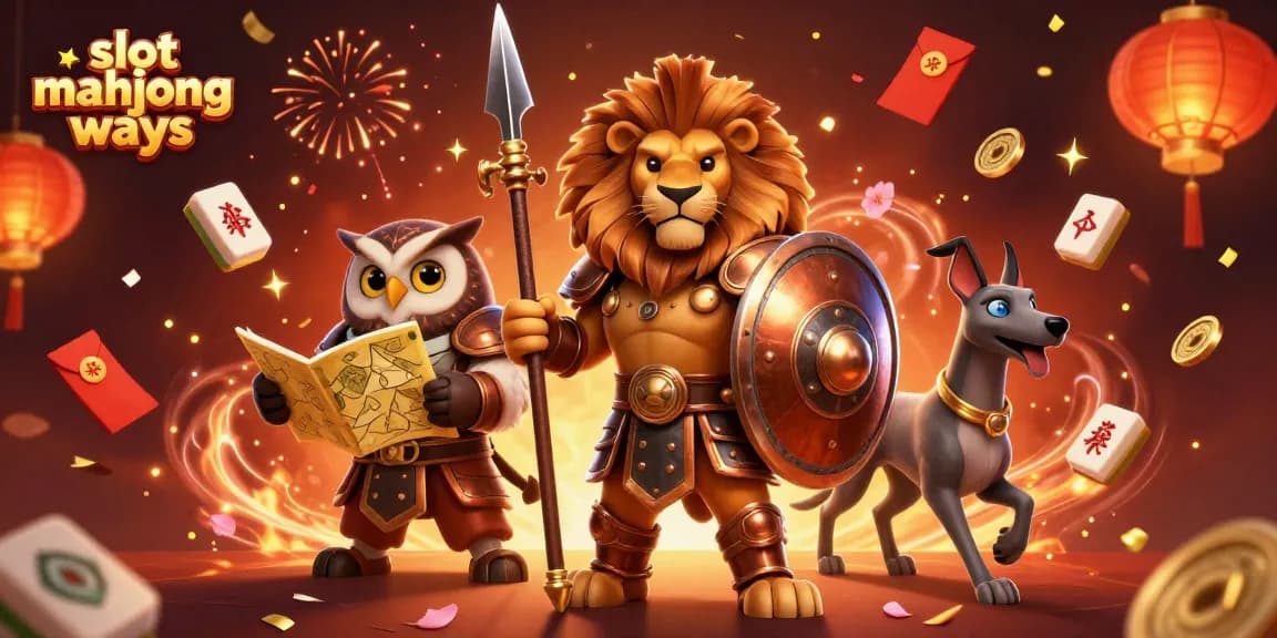 Experience the excitement of slot mahjong ways with a dynamic 3D illustration featuring unique game elements and characters.