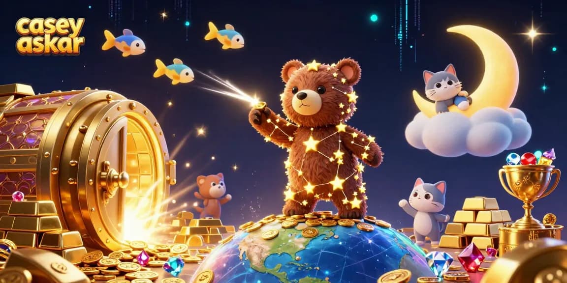 Win big with Casey Askar in this vibrant 3D casino scene overflowing with treasure!