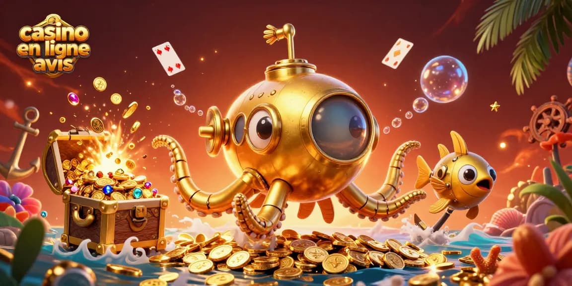 Revue de casino en ligne avis avec illustration ludique captivante et éléments de jackpot.