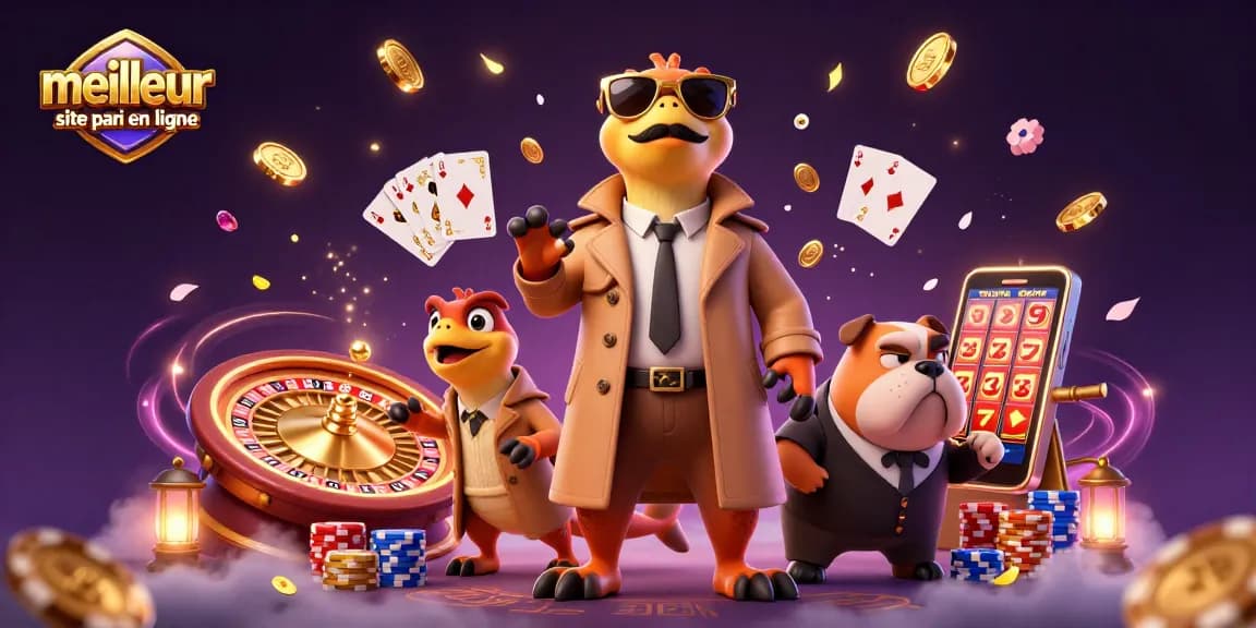 Découvrez le meilleur site de pari en ligne avec une scène cartoon où des raptors en trench coat essaient d'entrer dans un casino.