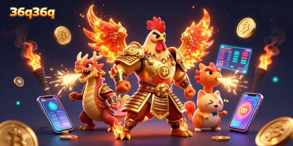 O jogo 36q36q apresenta um guerreiro galo em armadura samurai em uma cena vibrante de cassino.