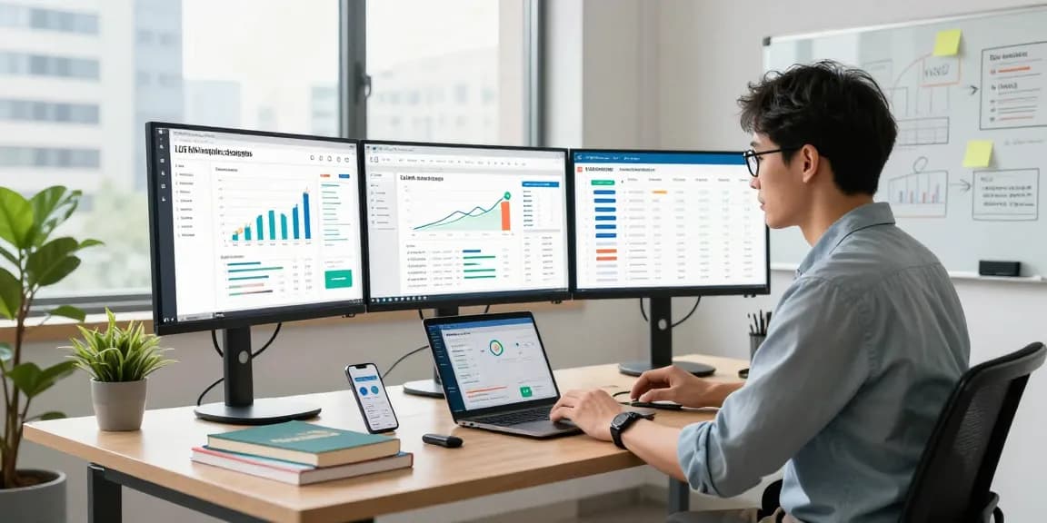Digital marketing professional analyzing LLG link indexing strategies in a modern workspace.