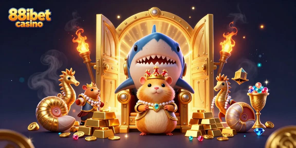 Experience the thrilling action at 88ibet casino with a golden hamster king and majestic treasures.