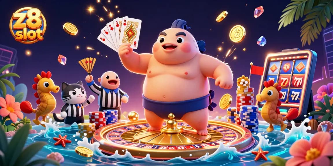 Experience z8 slot excitement with our captivating underwater casino scene filled with treasures.