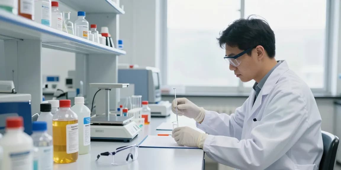 Buy isopropyl alcohol in a professional laboratory with safety standards and testing equipment.