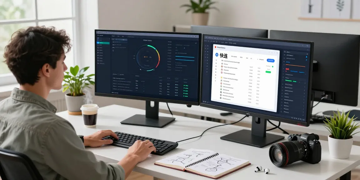 快连 software interface in modern tech workspace optimizing network speed.