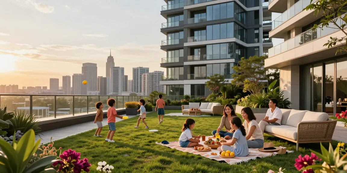 Dover Residences vibrant family living scene with panoramic city views.
