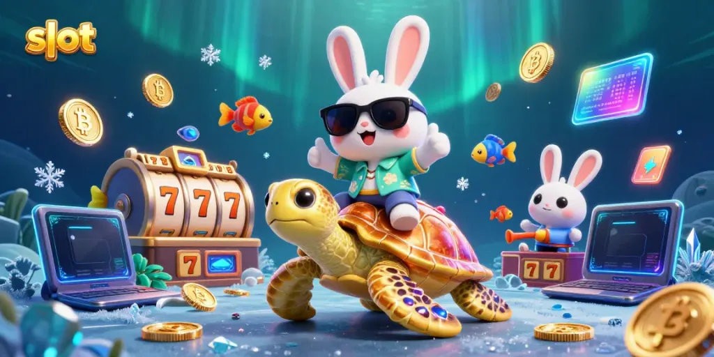 Bermain slot dengan kelinci beruntung dan kura-kura emas di lautan yang penuh harta