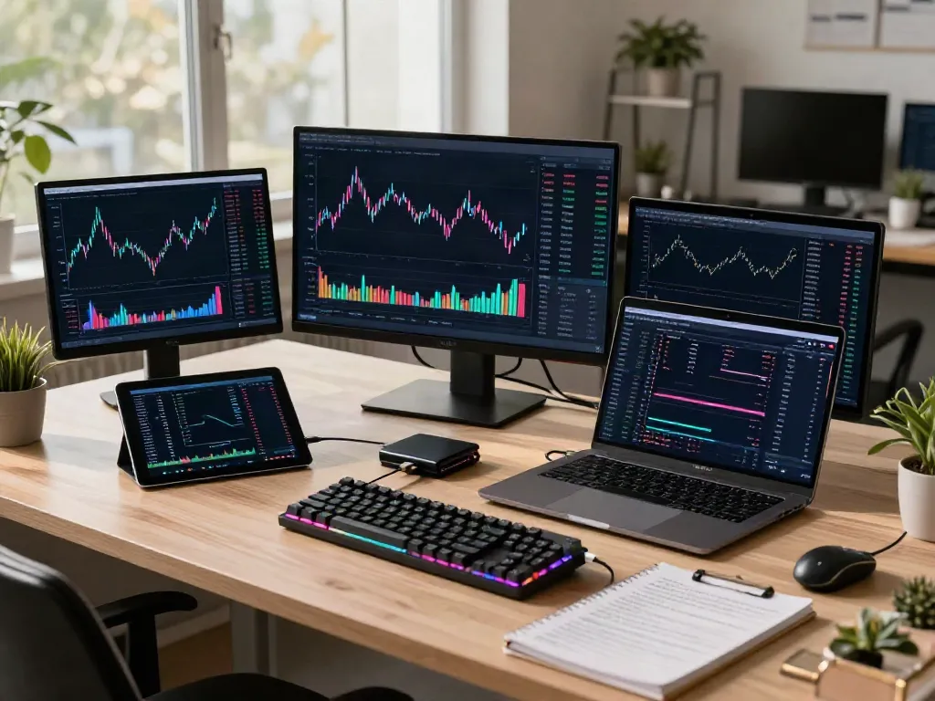 Trading workspace showcasing stock market news API with advanced cryptocurrency tools and charts