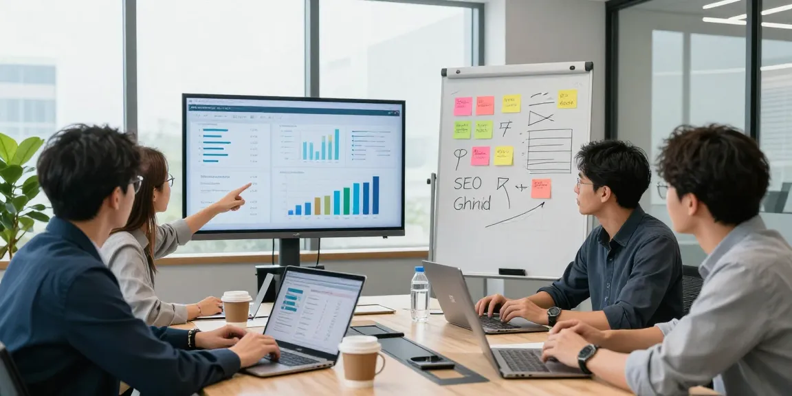 Fuelled SEO Australia team brainstorming effective SEO strategies in a modern office environment.