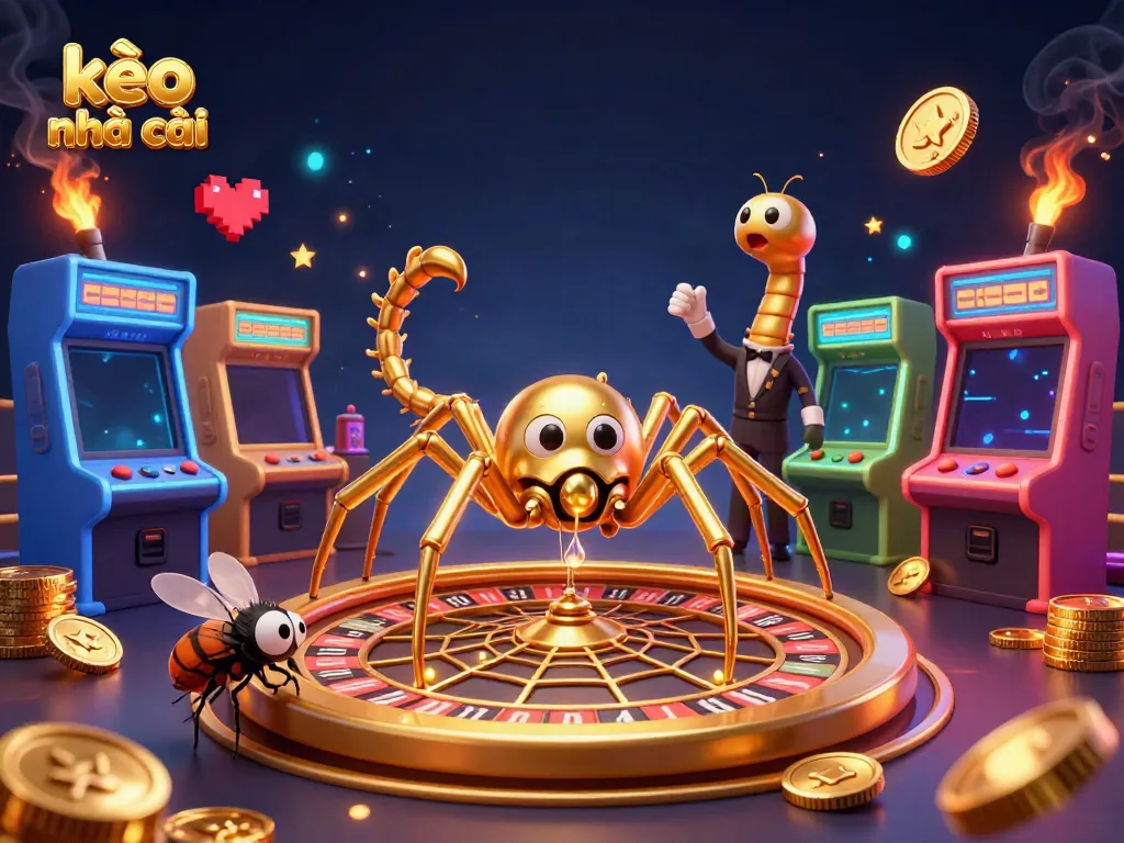 Experience thrilling sports betting with kèo nhà cái in a vibrant casino-themed illustration.