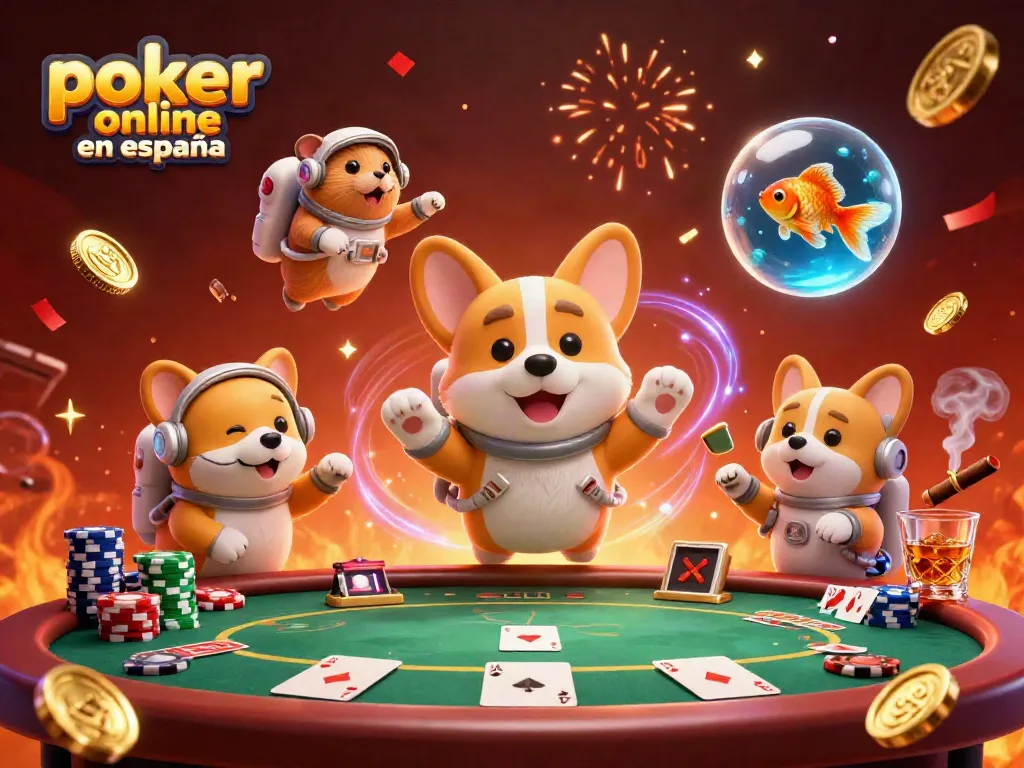 Juega póker online en España con emocionantes mesas y muchas fichas volando por todas partes.