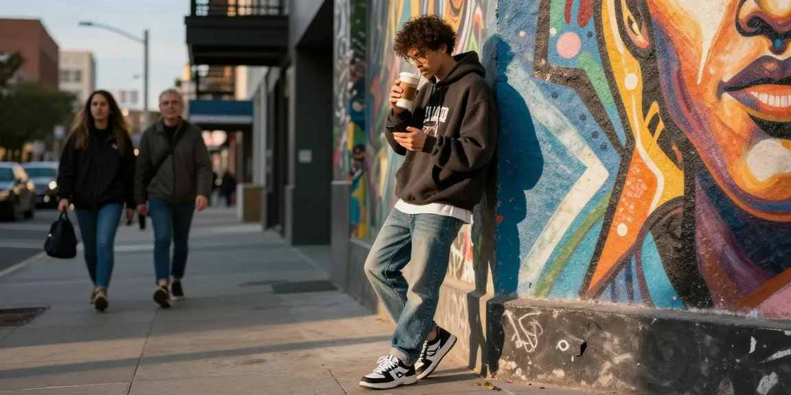 Stylish model showcasing essential hoodies in an urban street fashion scene.