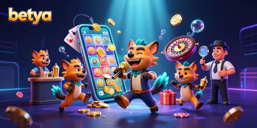Experience the thrill of Betya as hyenas bring comedy and casino excitement to life in a vibrant 3D scene.
