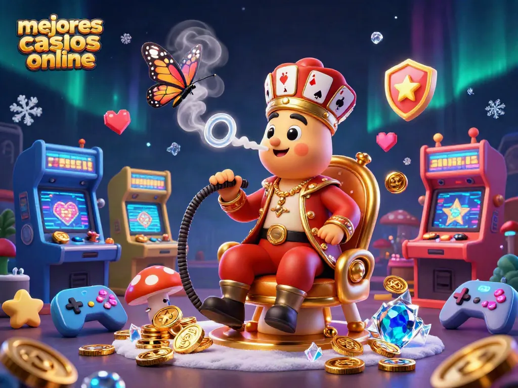 Jugadores experimentan los mejores casinos online en una ilustración vibrante y dinámica.