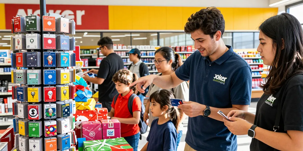 Shoppers exploring My Joker card options at a Canadian store.