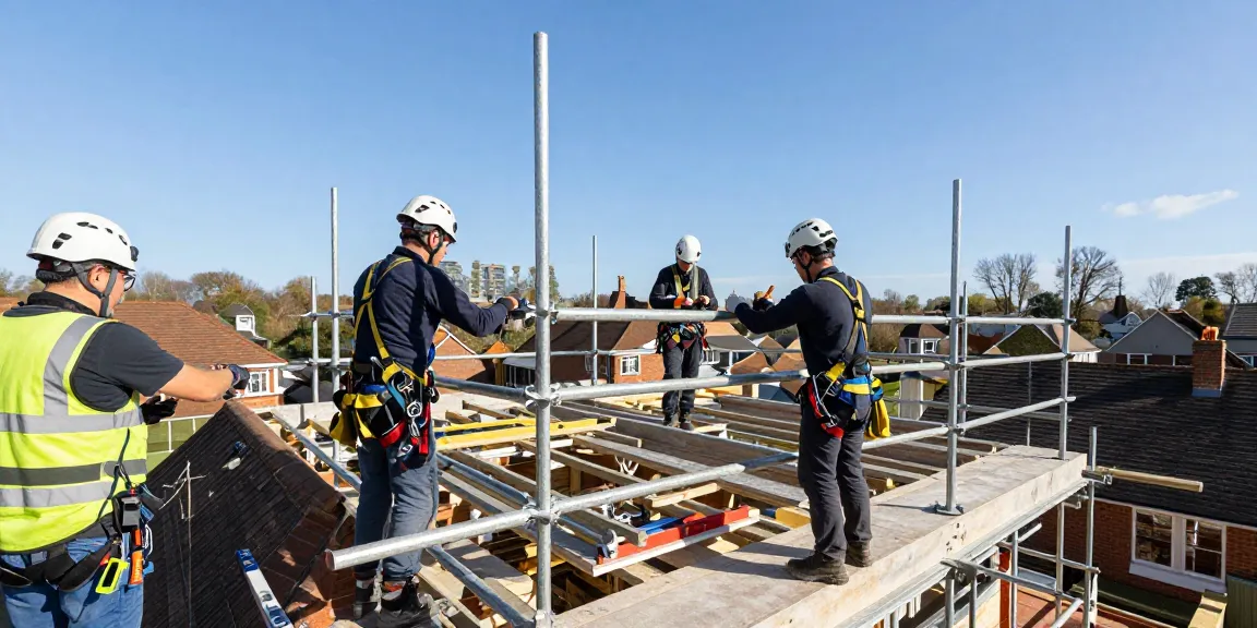 Home Extension Scaffolding Essex professionals setting up safe temporary structures for a residential project.