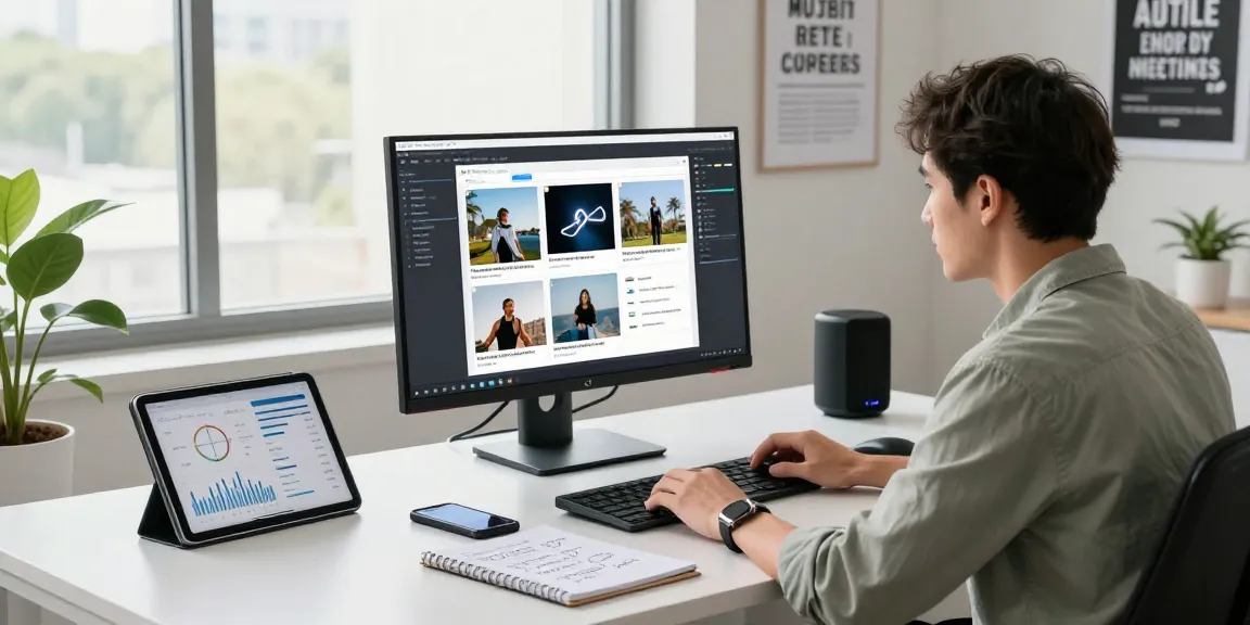 AI image detector analysis in a modern workspace with a data scientist engaged in image evaluation.