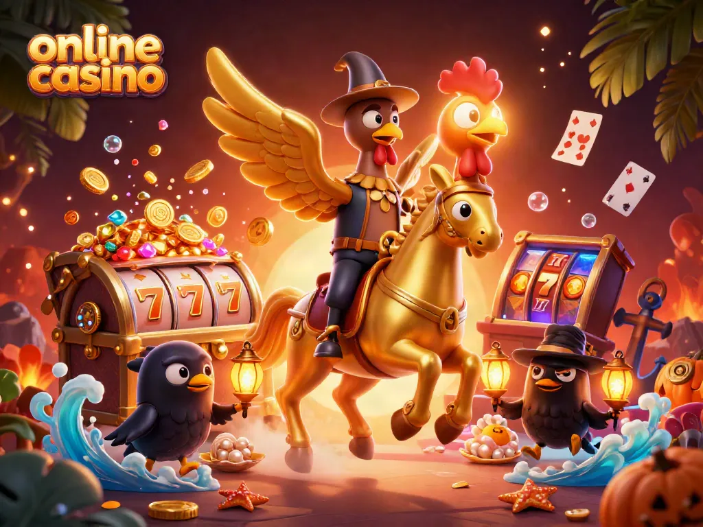 Disfruta de una experiencia emocionante en un casino online con esta vibrante ilustración 3D.