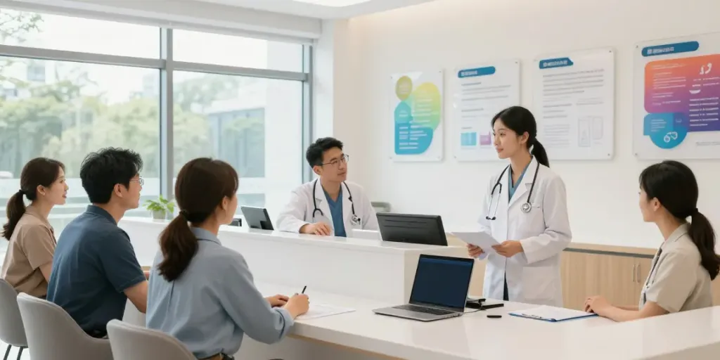 Healthcare provider consultation for underground supply peptides in a modern clinic.