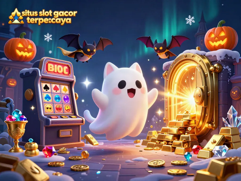 Engage with situs slot gacor terpercaya as a ghost cat and bat explore a haunted casino filled with treasures.