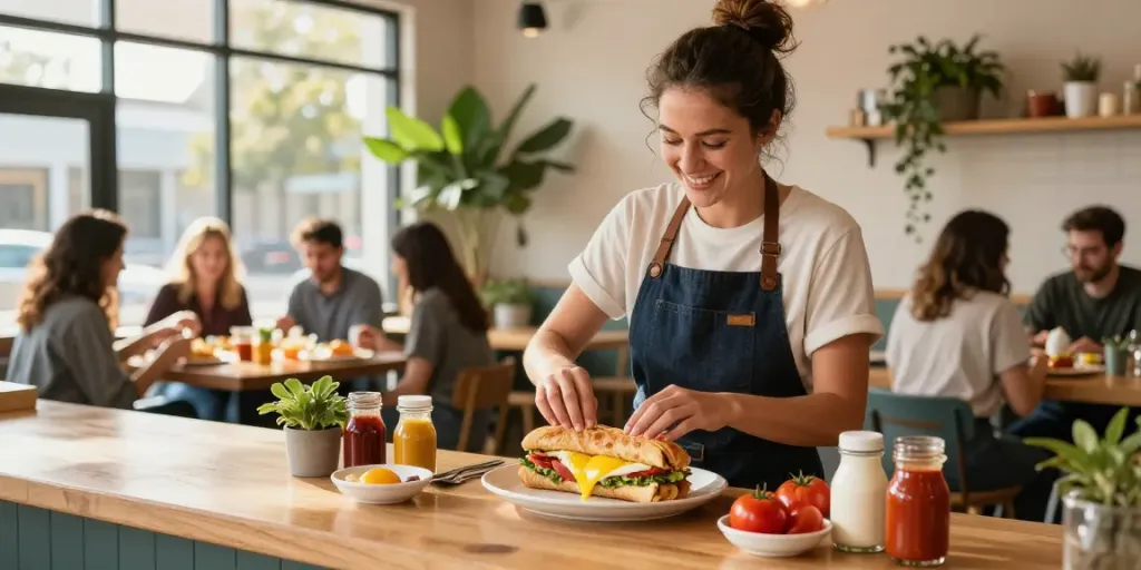 Best breakfast Austin with NYC-inspired sandwiches and vibrant café atmosphere.