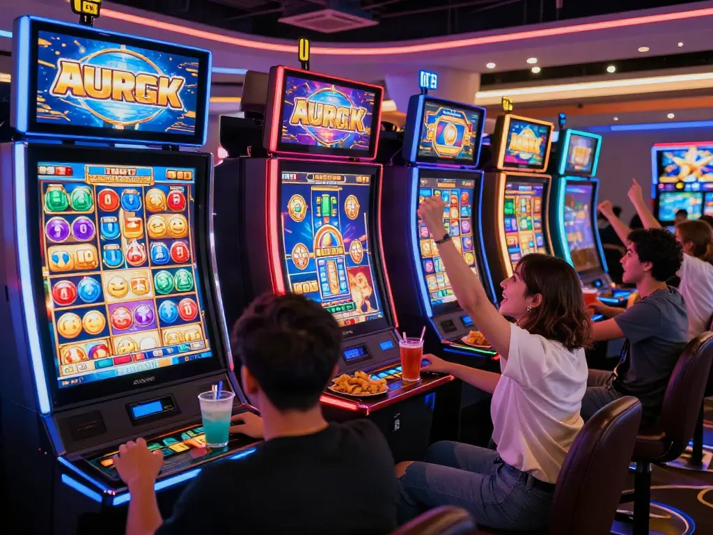 Pemain slot777 merayakan kemenangan dalam suasana kasino virtual penuh energi.